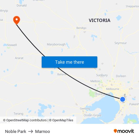 Noble Park to Marnoo map