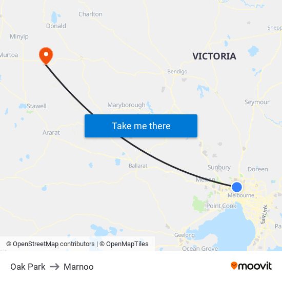 Oak Park to Marnoo map