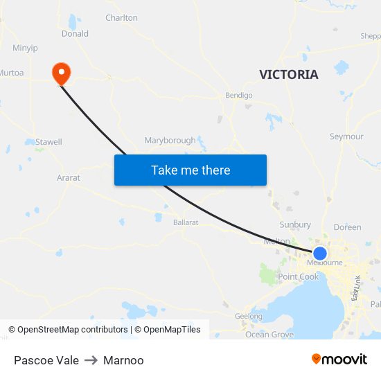 Pascoe Vale to Marnoo map