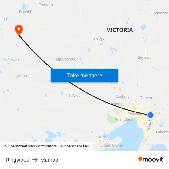 Ringwood to Marnoo map