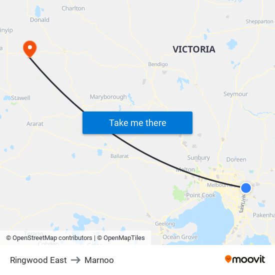 Ringwood East to Marnoo map