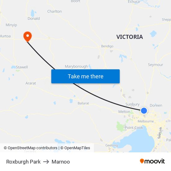 Roxburgh Park to Marnoo map