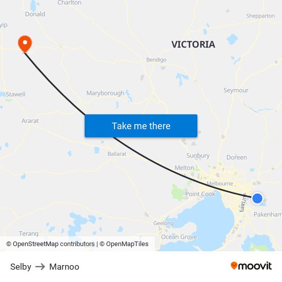 Selby to Marnoo map