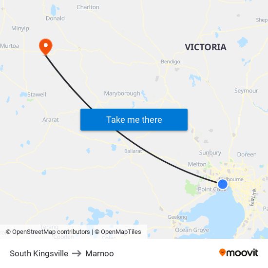 South Kingsville to Marnoo map