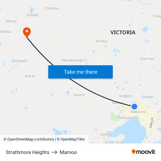 Strathmore Heights to Marnoo map