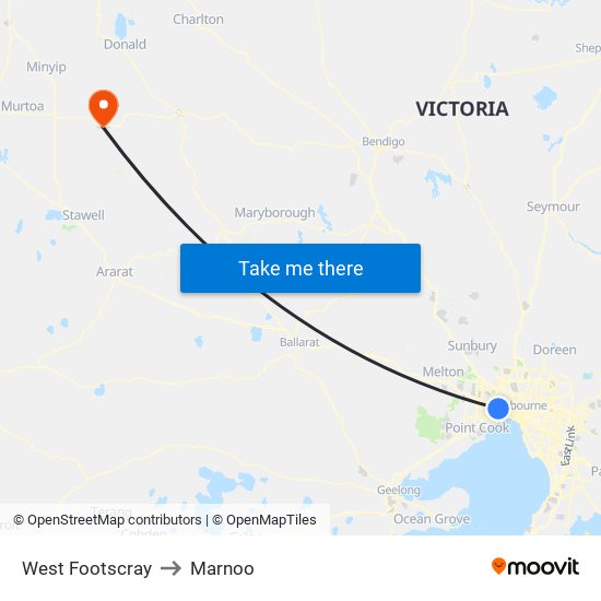 West Footscray to Marnoo map