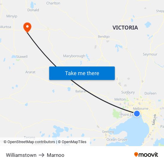 Williamstown to Marnoo map