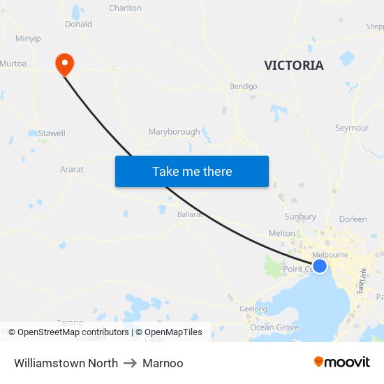 Williamstown North to Marnoo map
