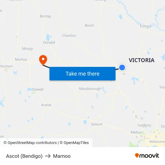 Ascot (Bendigo) to Marnoo map