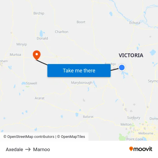Axedale to Marnoo map