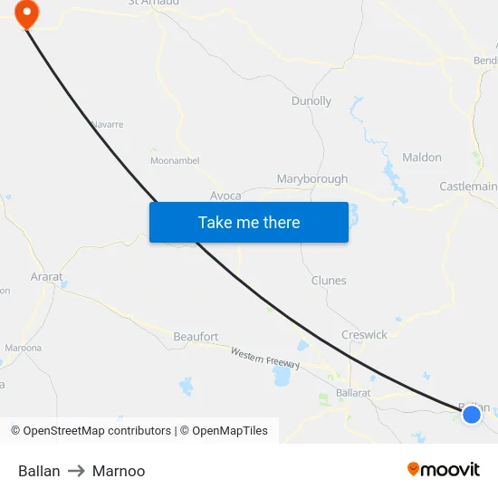 Ballan to Marnoo map