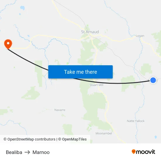 Bealiba to Marnoo map