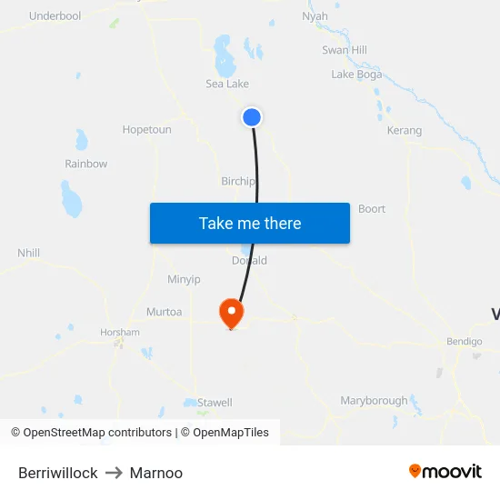 Berriwillock to Marnoo map