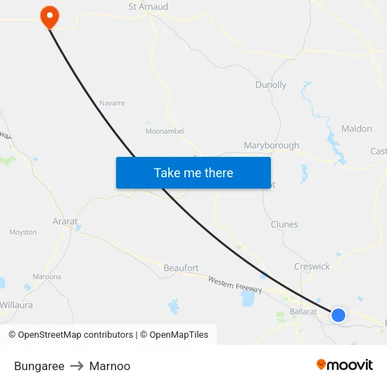 Bungaree to Marnoo map