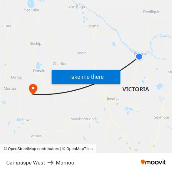 Campaspe West to Marnoo map