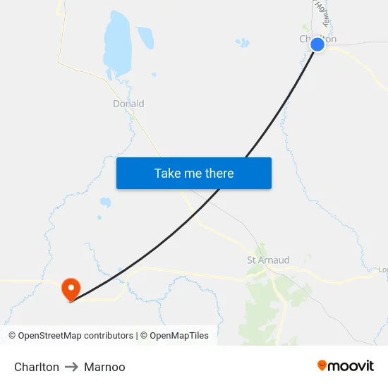 Charlton to Marnoo map