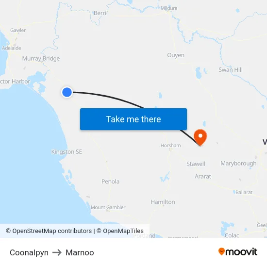 Coonalpyn to Marnoo map