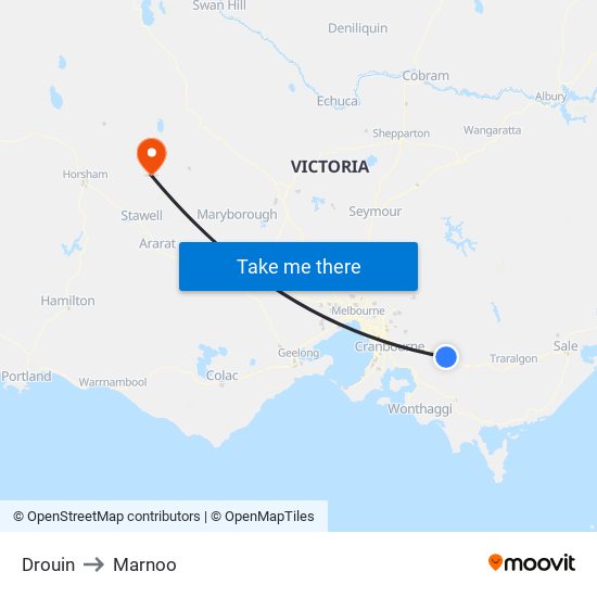 Drouin to Marnoo map