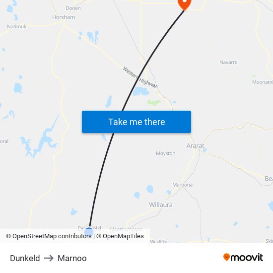 Dunkeld to Marnoo map