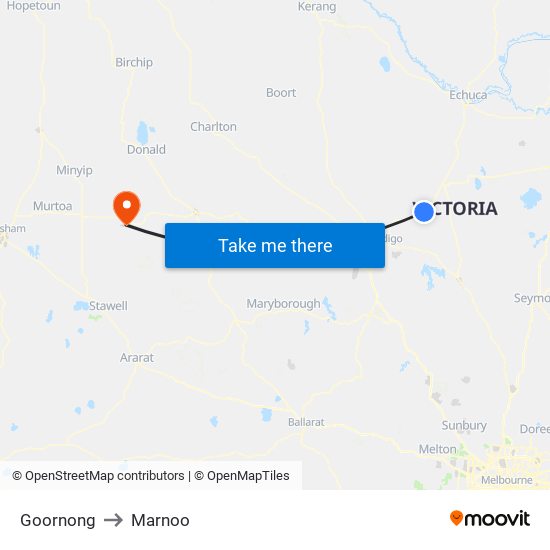 Goornong to Marnoo map