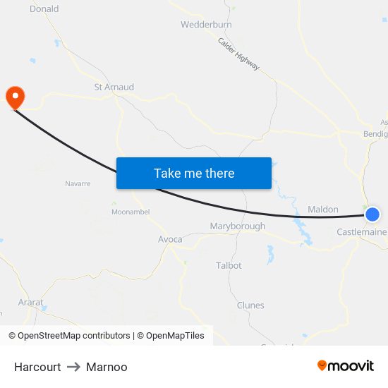 Harcourt to Marnoo map