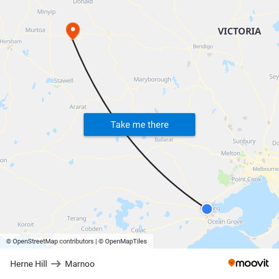 Herne Hill to Marnoo map