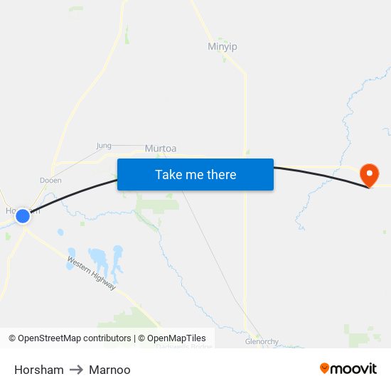 Horsham to Marnoo map