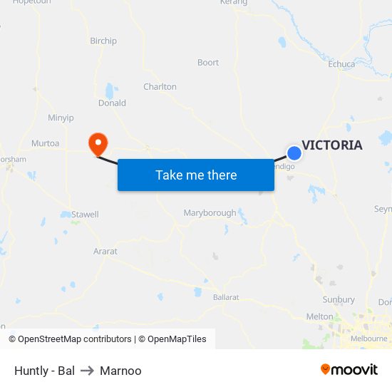 Huntly - Bal to Marnoo map