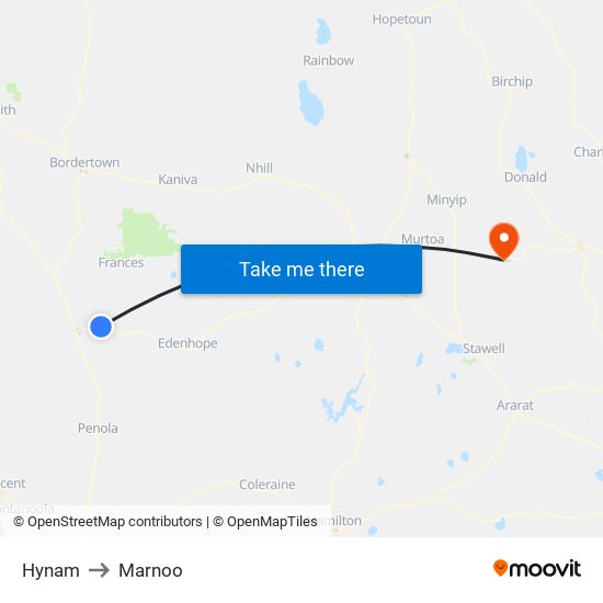 Hynam to Marnoo map