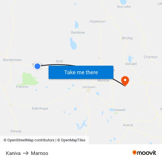 Kaniva to Marnoo map