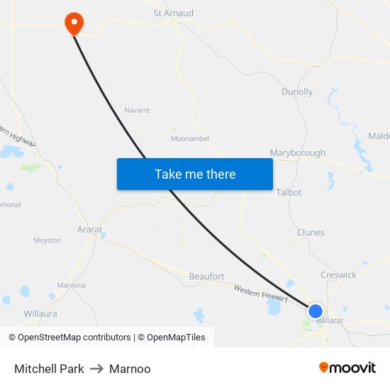 Mitchell Park to Marnoo map