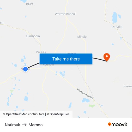 Natimuk to Marnoo map