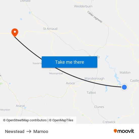 Newstead to Marnoo map