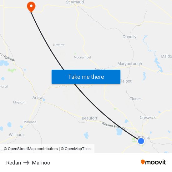 Redan to Marnoo map