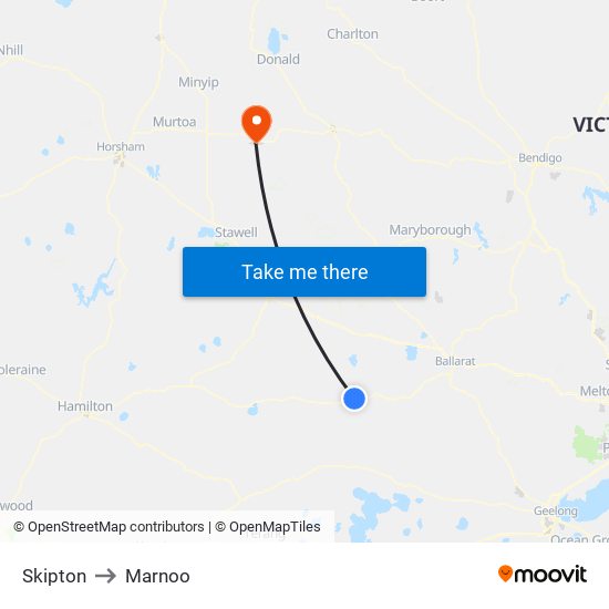 Skipton to Marnoo map