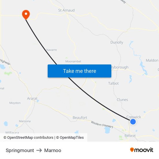 Springmount to Marnoo map