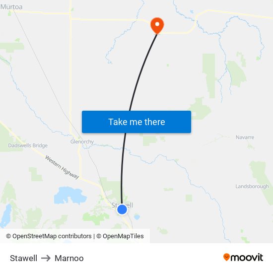 Stawell to Marnoo map