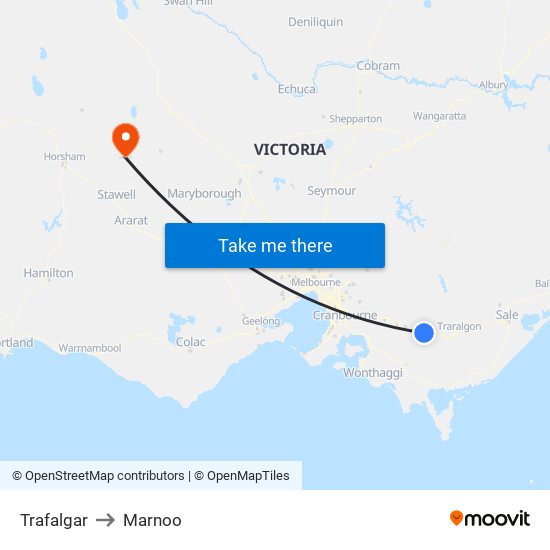 Trafalgar to Marnoo map