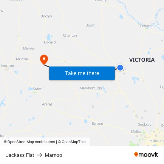 Jackass Flat to Marnoo map