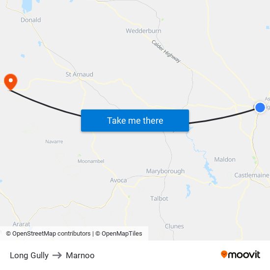 Long Gully to Marnoo map