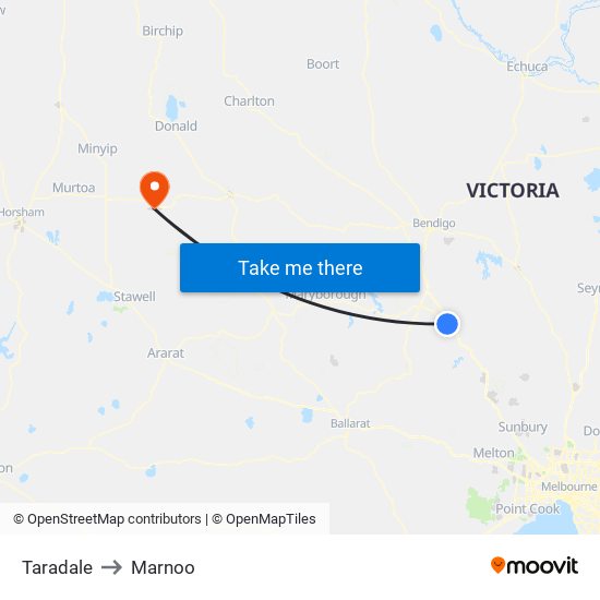 Taradale to Marnoo map