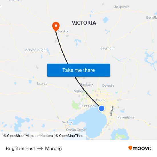 Brighton East to Marong map