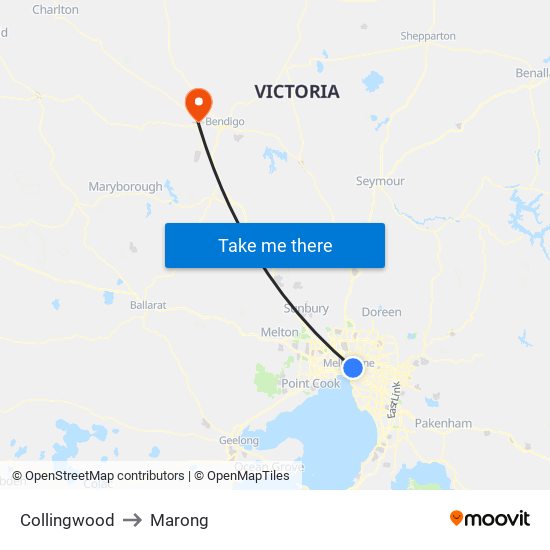 Collingwood to Marong map