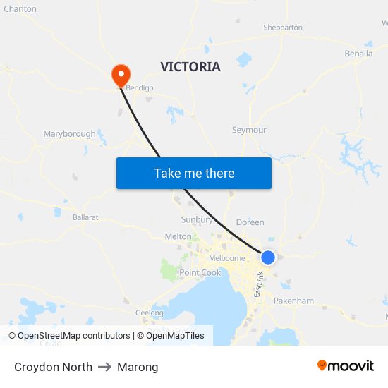 Croydon North to Marong map