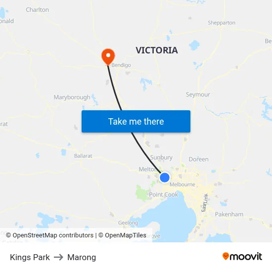 Kings Park to Marong map