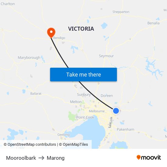 Mooroolbark to Marong map
