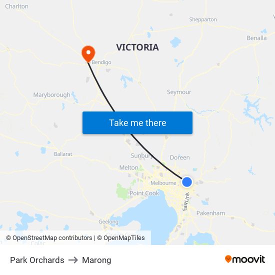 Park Orchards to Marong map