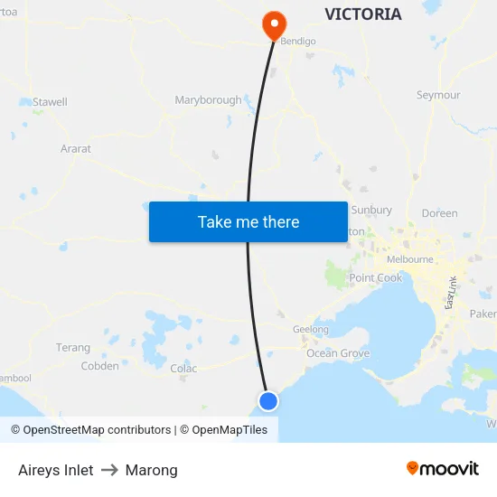 Aireys Inlet to Marong map