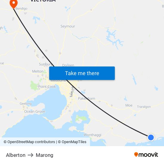 Alberton to Marong map