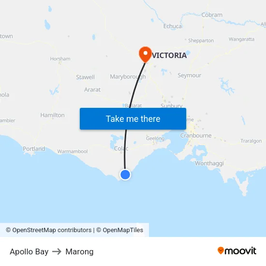 Apollo Bay to Marong map